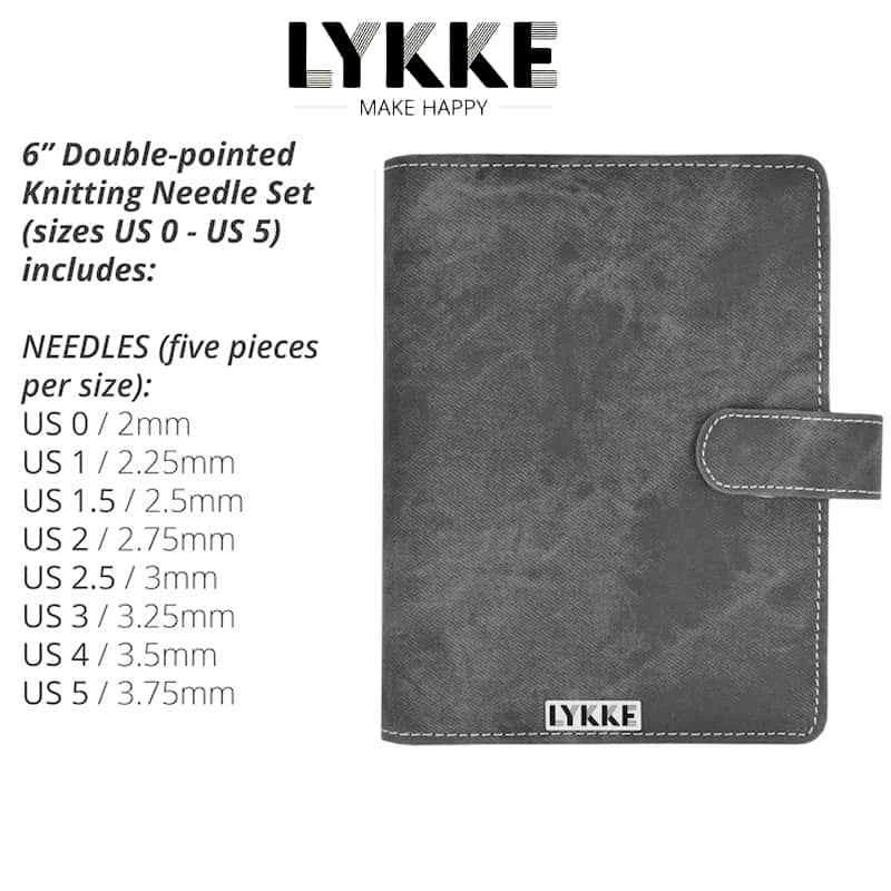 Lykke Driftwood Double Pointed Needles Set Large in Grey Denim Pouch