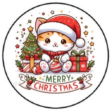 MERRY CHRISTMAS CAT ENVELOPE SEALS LABELS STICKERS PARTY FAVORS