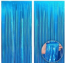 2-Pack Iridescent Blue Backdrop Curtain 3ft x 8ft Ocean Backdrop Streamers New