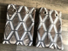 NEXT Luxe Heavyweight Geometric Cut Velvet Curtains Grey 117x137 cm (46x54)