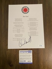 Chad Smith Red Hot Chili Peppers ‘Scar Tissue’ Lyric Sheet Drummer ACOA