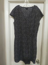 Attention Women's Black & White Polyester Dote V-Neck Sleeveless Dress Size XXL