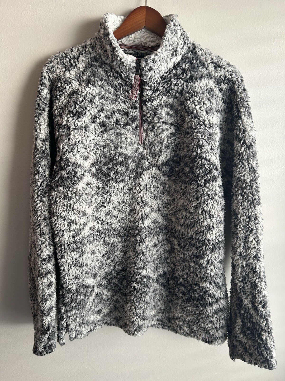 True Grit 1/4 Zip Sherpa Pullover Fleece Sweater Geometric Multi Mens Size Small