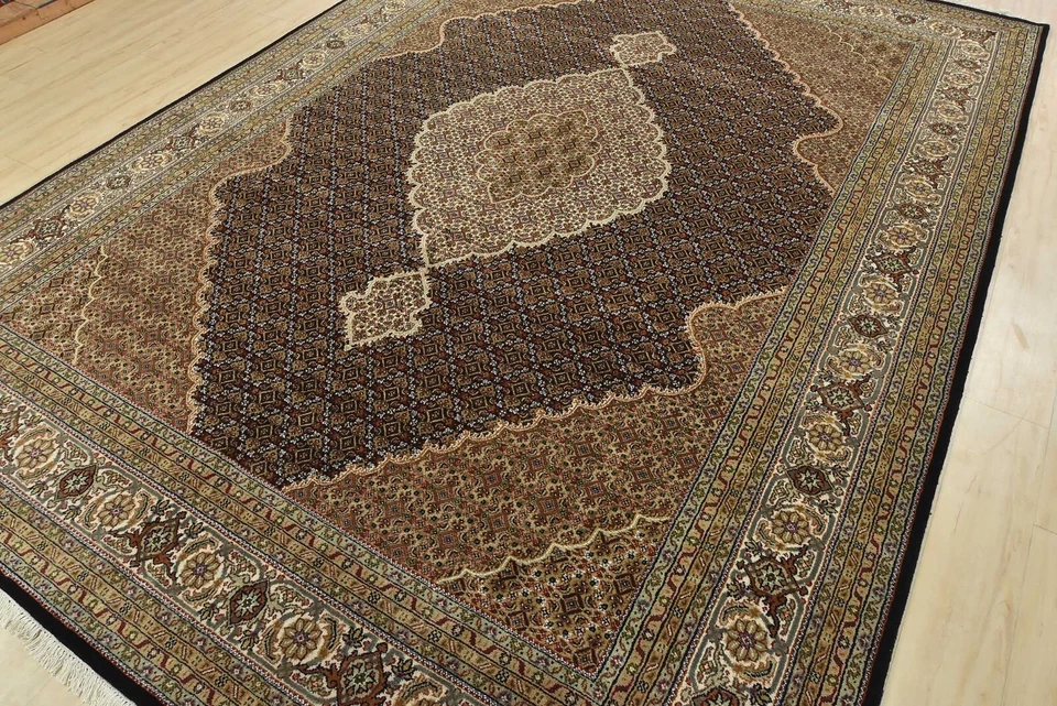 Tabrizi Mahi Rug 8'9'' x 12'1'' Black Wool Traditional Hand-Knotted Carpet - Image 3 of 4