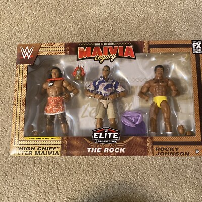 WWE Mattel Mavia Legacy Action Figures 3 Pack Rock, Rocky Johnson, Peter maivia