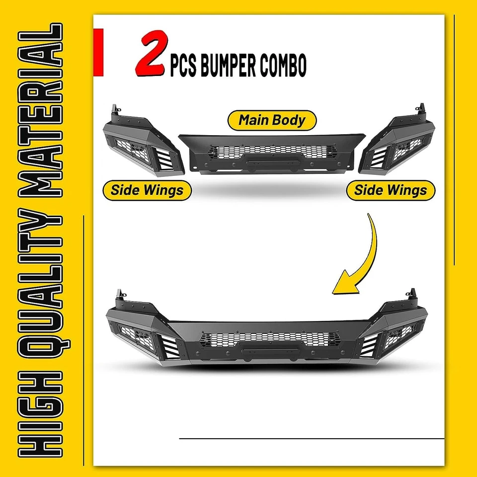 Parachoques delantero de acero para Dodge Ram 1500 2013 2014 2015 2016 2017 2018 con luces LED Foto 4 de 4