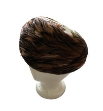 Vintage 1950s Pillbox Hat Pheasant Feather Multicolor Brown Hues USA Union Made