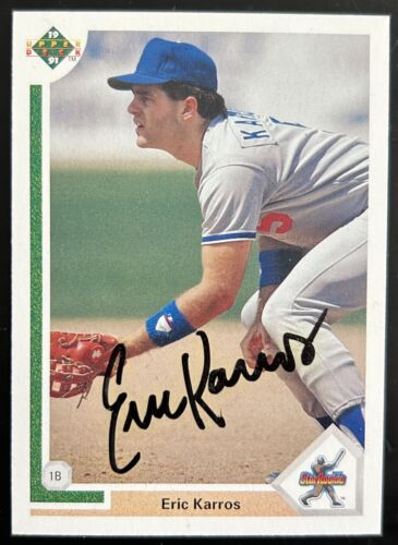 1991 Upper Deck Eric Karros In Person Signed Baseball Card Rookie #24 Free Ship - Picture 1 of 2