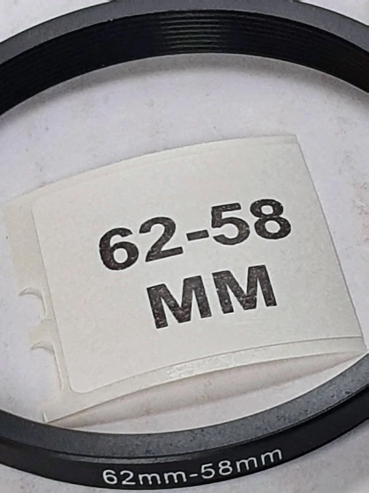 62-58mm Step-Down Lens Filter Converter Adapter Ring 62mm-58mm Metal E62 to E58 - Image 3 of 4