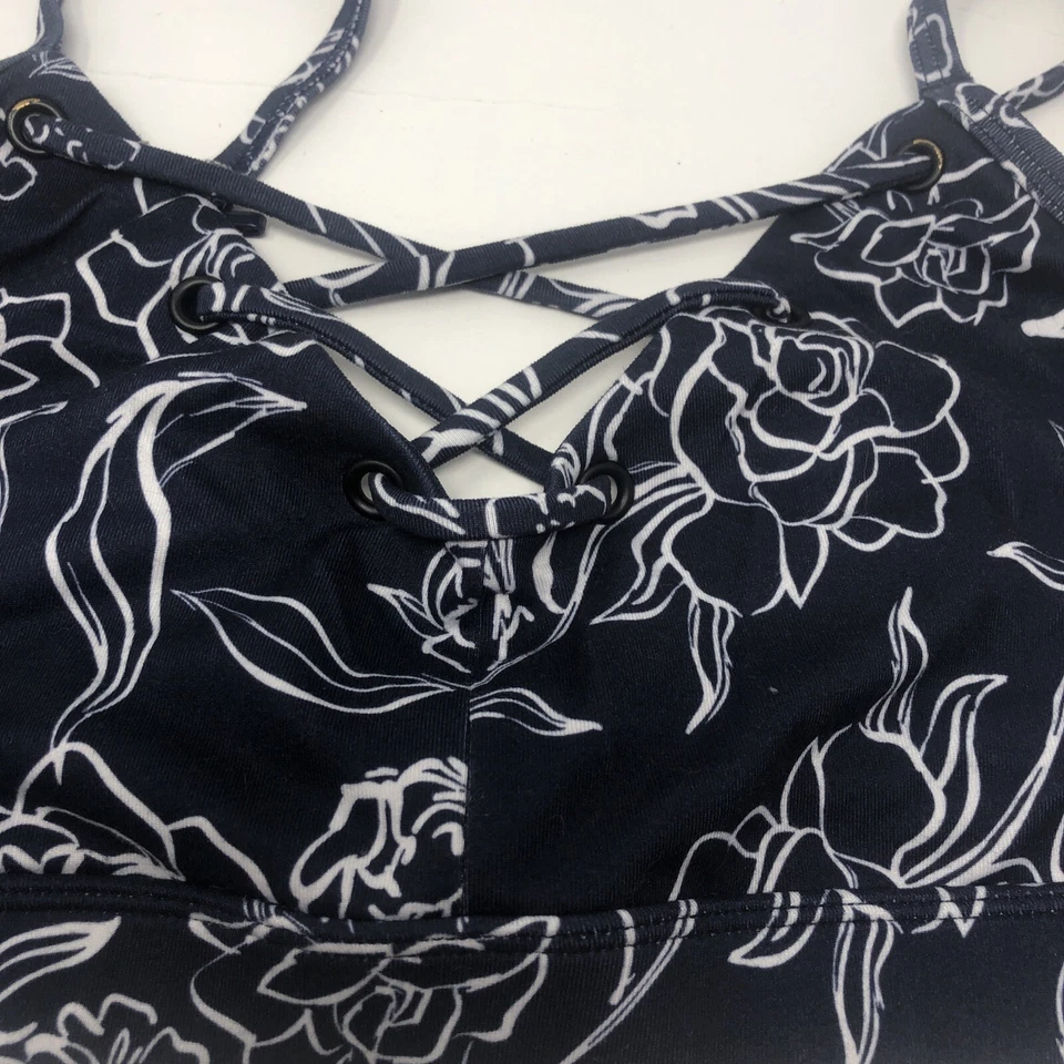 Bralette Marika Azul Blanco Estampado Floral Sin Forro Sin Relleno Correas Ajustables XS Foto 3 de 4