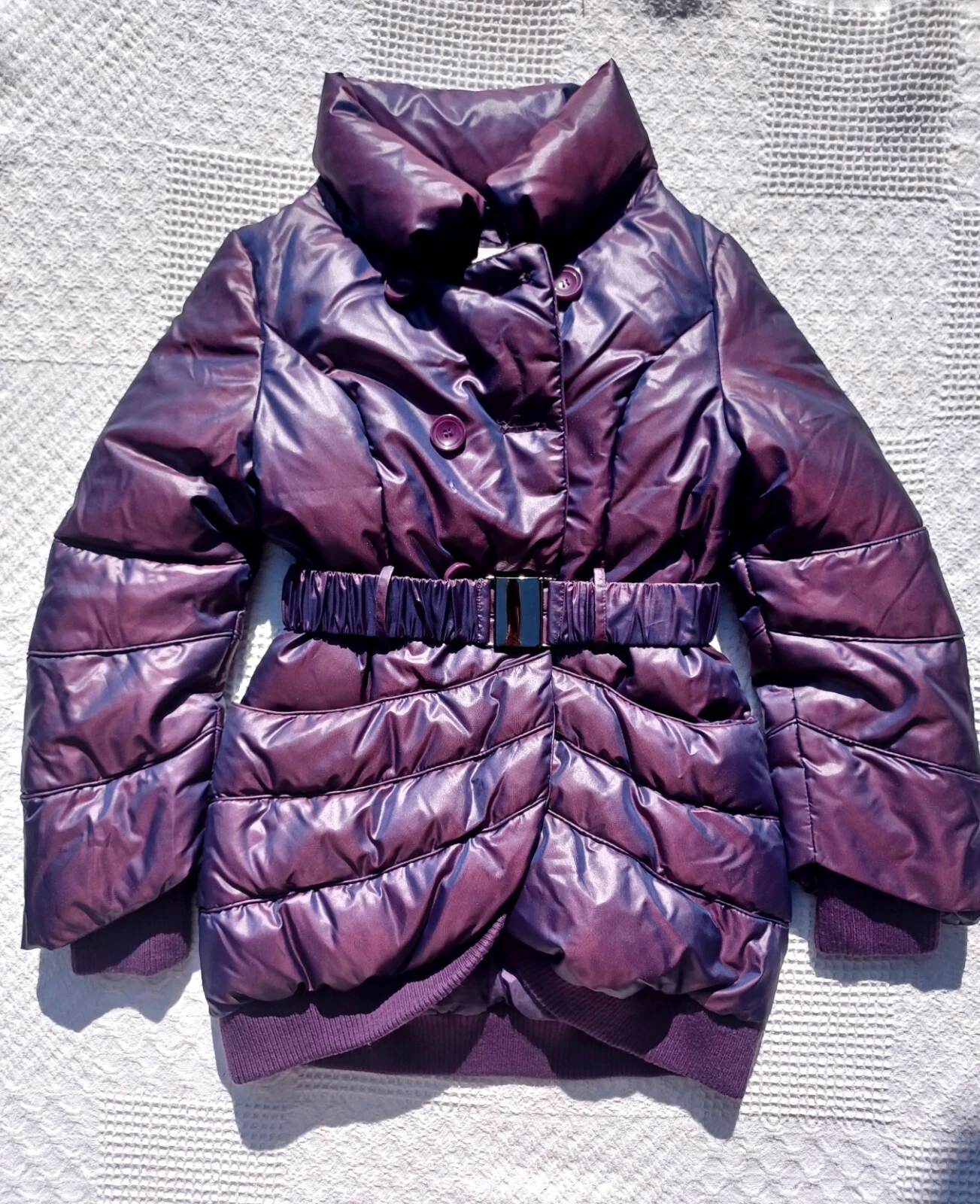 Veste d'hiver matelassée vintage bordeaux duvet prune Escada Sport taille 36 XS S