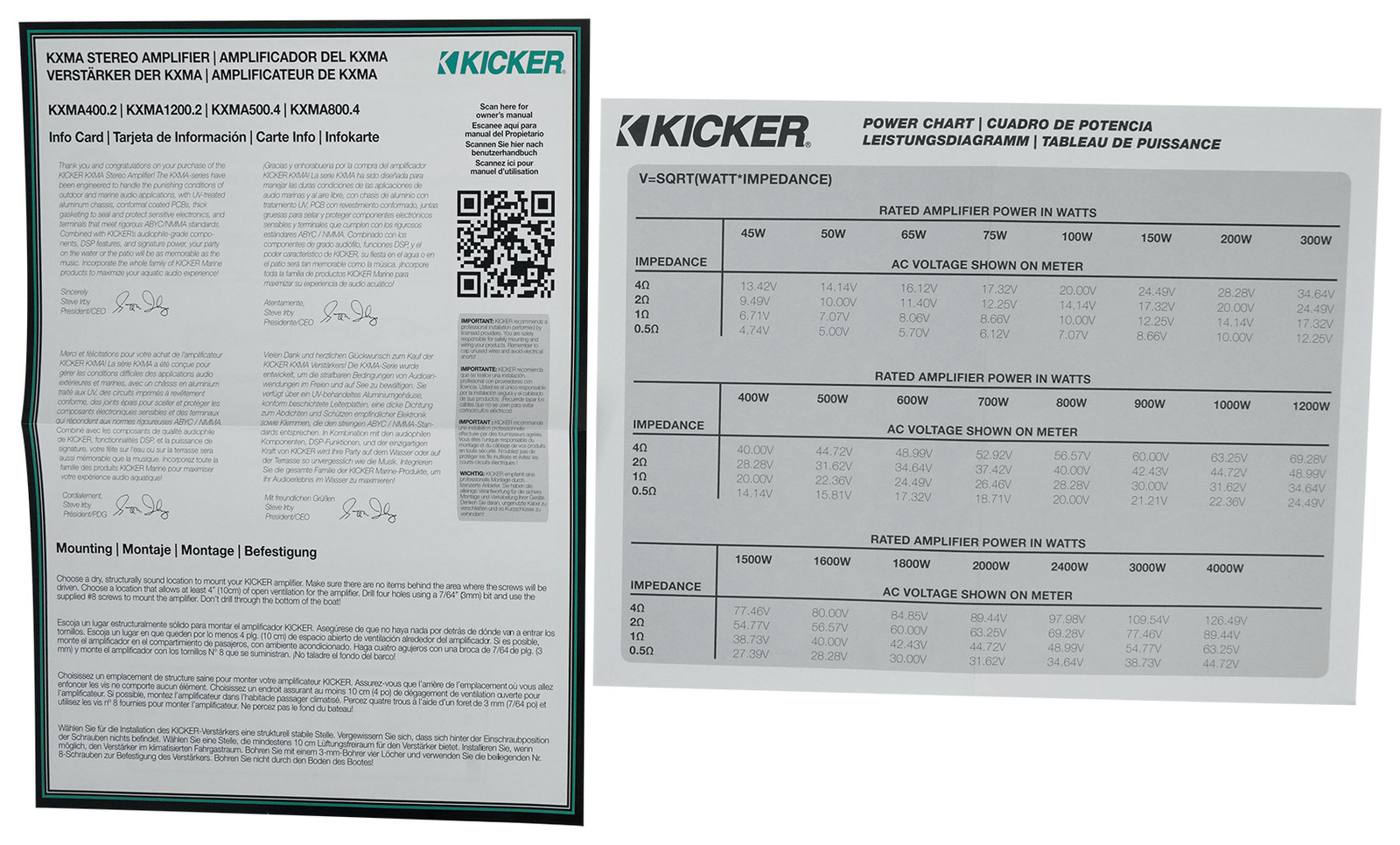 KICKER 48KXMA8004 800 Вт 4-канальный морской усилитель для лодок Домашняя звуковая панель KXMA8004