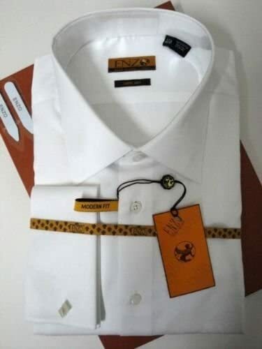 ENZO Italy Men's Dress Shirt White Pique FRENCH Cuff Sleeves - Picture 2 of 5