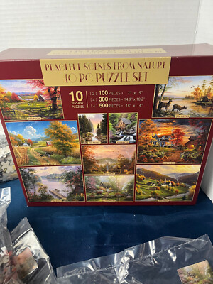 PEACEFUL SCENES from NATURE 7 Sealed Puzzle Sets with Box MISSING 3 PUZZLES