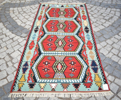 Turkish Acrylic Kilim 44'' x 86'' Anatolian Acrylic Fine Quality Kilim Area Rug