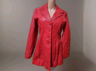 Vintage Bebe 100% Genuine Leather Jacket Size L Color Red