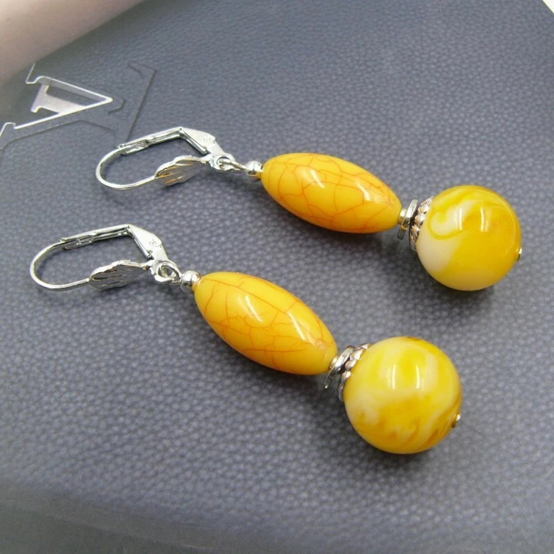 Bernstein Ohrringe earrings – Edle Ohrhänger mit Klappbrisuren Damen BAILYSBEADS - Bild 2 von 2