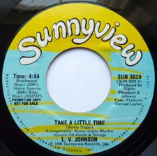 L. V. Johnson - Take A Little Time 1986 7", Promo Sunnyview SUN 3029 Near Mint (