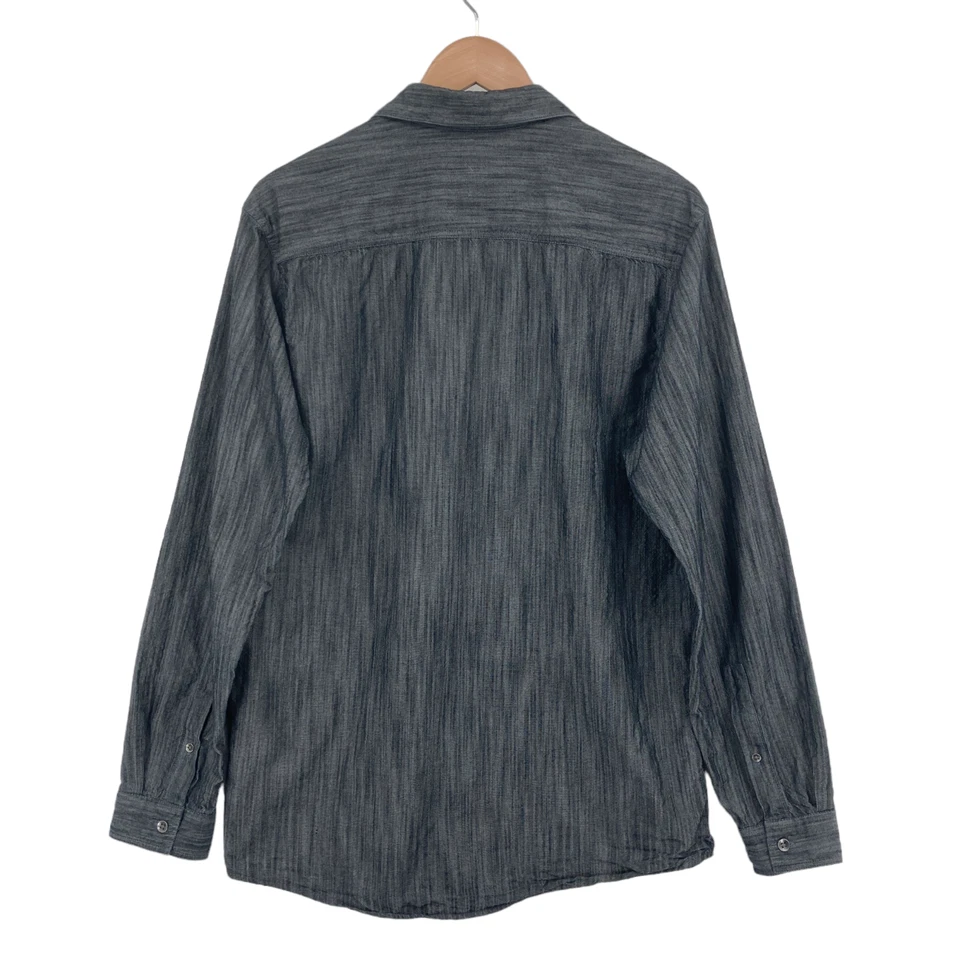 INC International Concepts Popover Shirt Mens Medium Gray Long Sleeve Pocket - Image 2 of 4