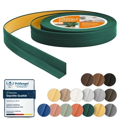 QUEST Battiscopa Morbido Adesivo 10 mm x 10 mm Striscia di Chiusura PVC Flessibile