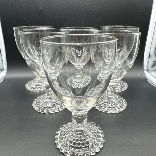 Vintage Anchor Hocking Bubble Footed Water Glasses Goblets Set Of 6 EUC