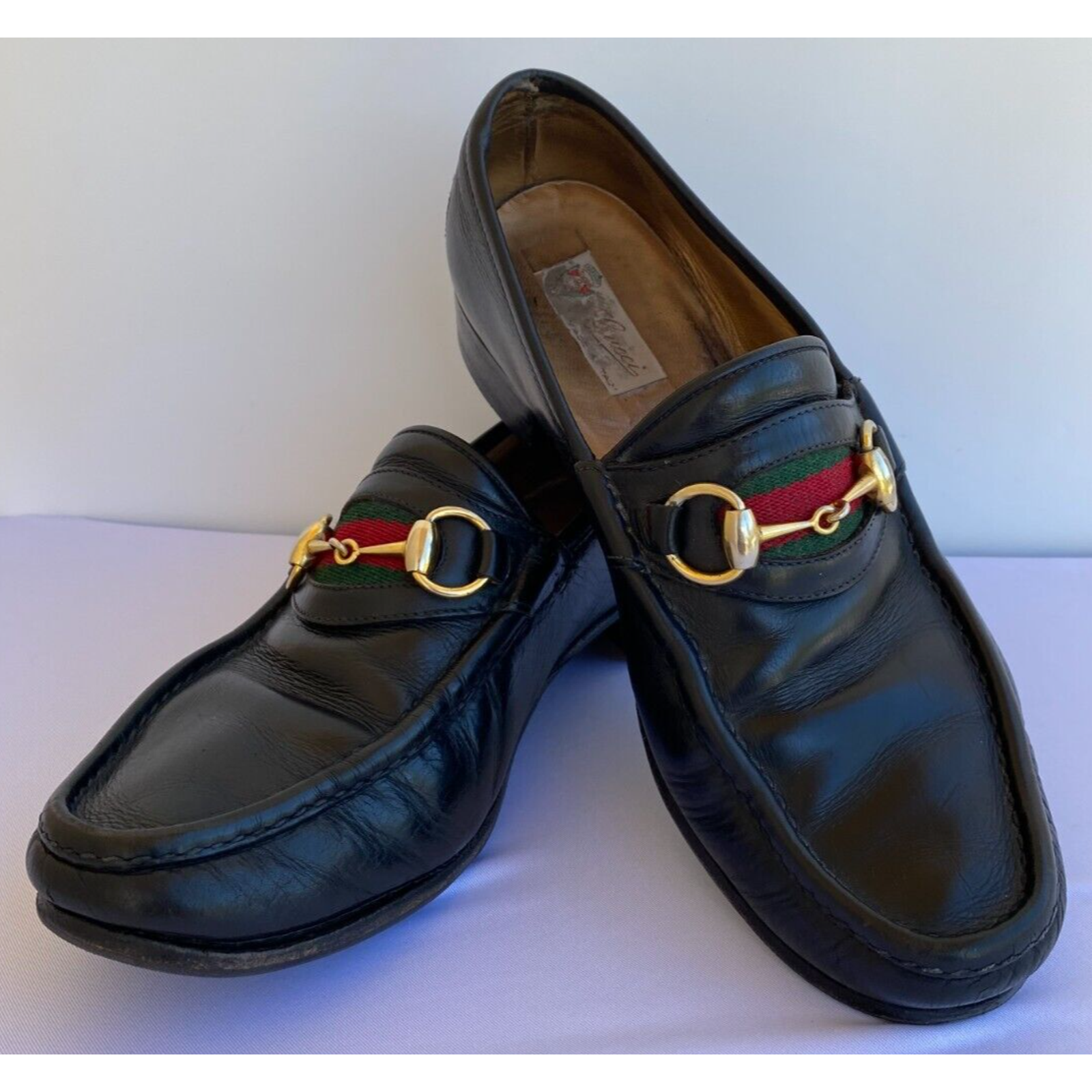 Vintage Gucci Horsebit Loafers Black Italy Size 42 US 9 Rare-image