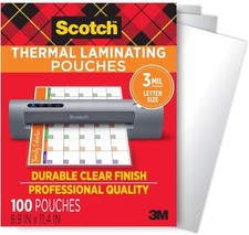 Scotch Thermal Laminating Pouches, for Use with Thermal Laminators 8.9x11.4in