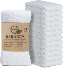 Cotton Blend Bar Mop Towels 16"x19" Bulk Lightweight Cleaning Cloths for Kitchen