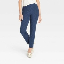 Women's High-Rise Skinny Ankle Pants - A New Day Navy Striped 2