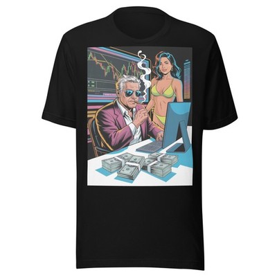 Wall Street Hustler Stock Trader GTA5 Bikini Babe Retro Forex XRP Crypto T-Shirt