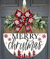 Christmas Welcome Wreath Decorations, Merry Christmas Hanging Sign for Front ...