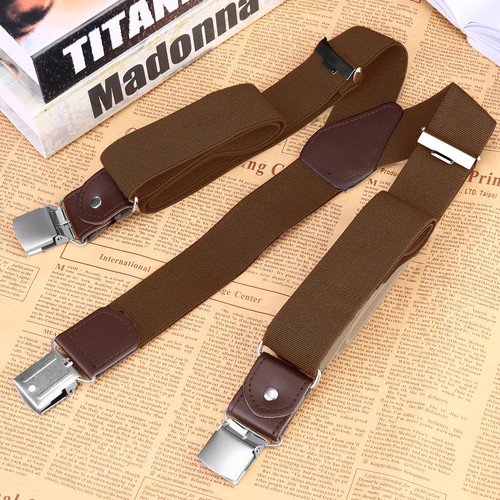 Buyless Fashion 2 Pack Suspender Men 48" Elastic Adjustable Strap 1 1/4" Y Shape - Picture 75 of 84