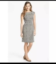Tory Burch Carter Logo Print Sheath Sleeveless Dress Brown Blue Womens Sz 8