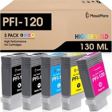 PFI-120 Pigment Ink Cartridge 5 Pack for Canon TM200 TM205 TM300 TM305 imagePROG