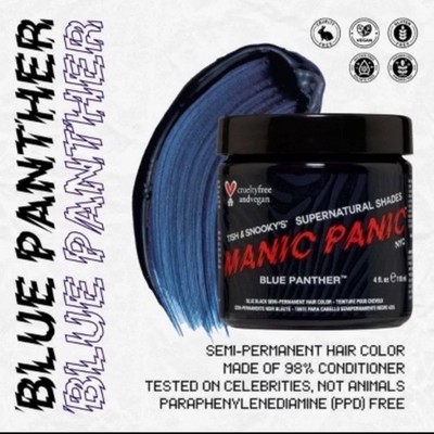 Manic Panic Semi-Permanent Hair Dye BLUE PANTHER 4 fl oz Vegan