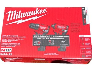 Milwaukee M12 12V 3494-22 Subcompact Brushless 2-Tool Combo Kit Impact & Drill 