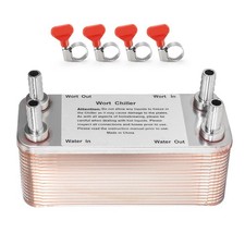 Wort Chiller 30 Plates, 1/2 Barb Fitting Connection, Brazed Plate Copper Heat...