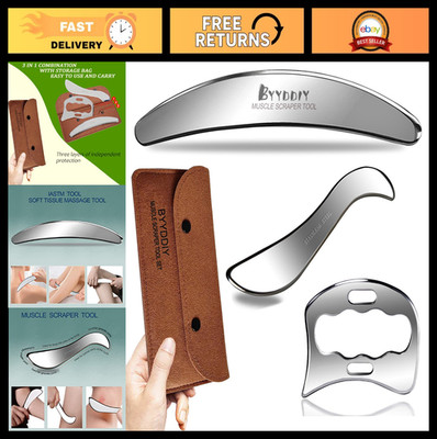 3-in-1 Stainless Steel Muscle Scraper Set - Gua Sha & Massage Tools for Therapy