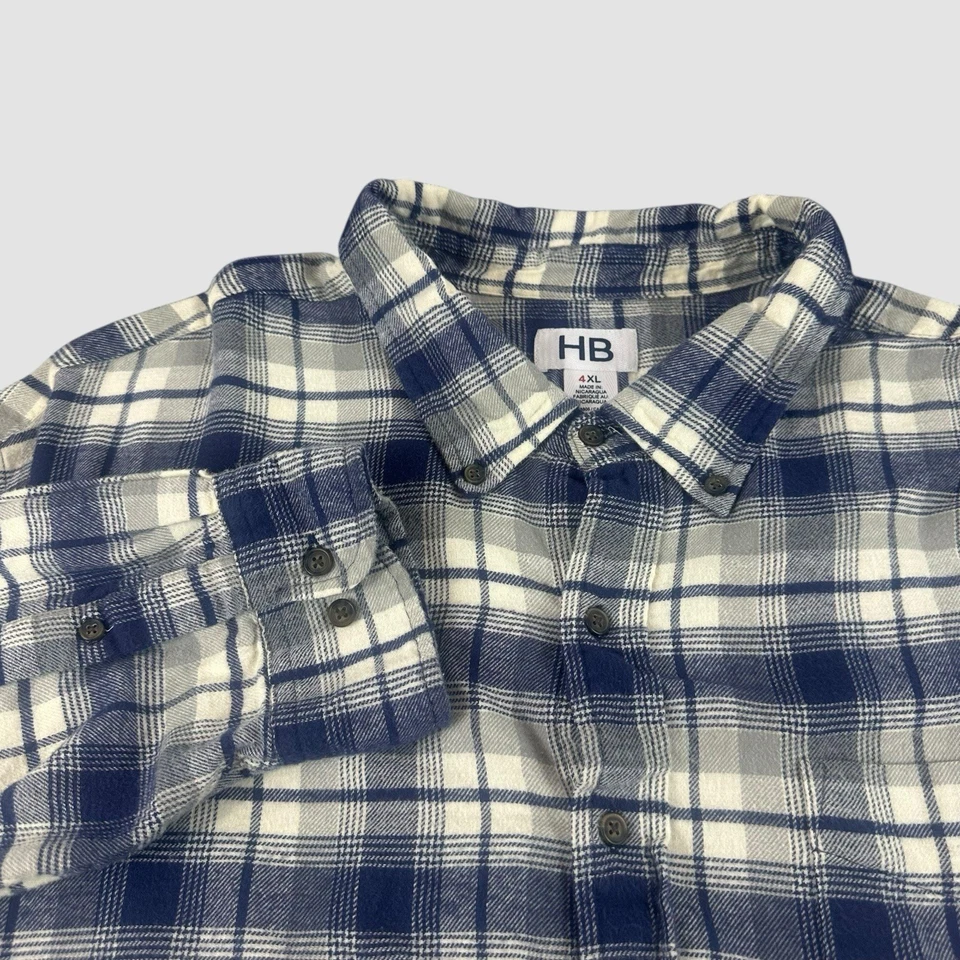 Camisa informal con botones de manga larga de algodón a rayas HB para hombre 4XL Foto 2 de 4