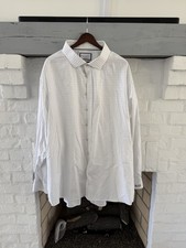 Charles Tyrwhitt White Dress Shirt w/ Subtle Grey Box Pattern   Size 20/37 51cm