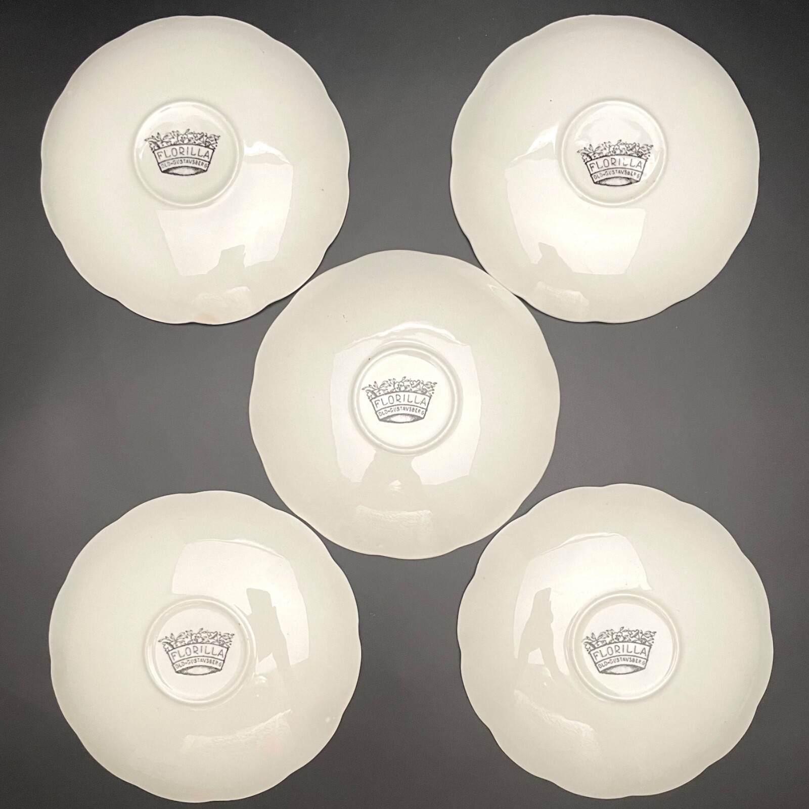 Old Gustavsberg Florilla Teacup Saucers ONLY 5 Piece Set Made in Sweden ...
