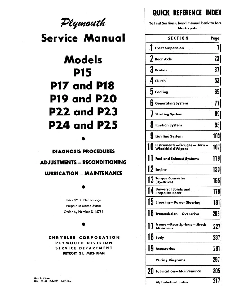 Manual de servicio Plymouth 1946-1954 Foto 2 de 3