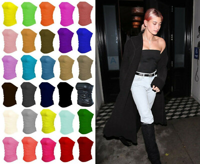 WOMEN'S PLAIN & PRINTED LONG RUCHED BOOB TUBE BANDEAU LADIES SLEEVELESS TOP UK