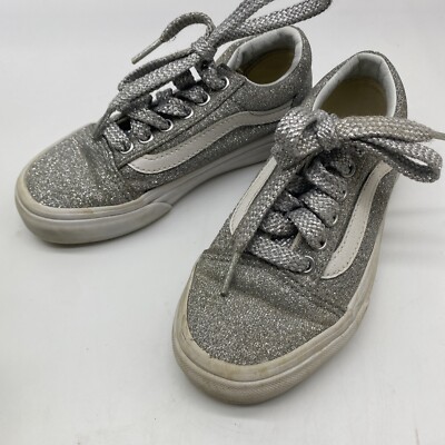 Girls Silver Glitter Van Sneaker Shoes 12