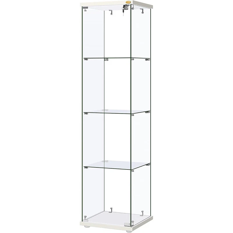 4 Shelf Glass Display Cabinet Glass Curio Cabinet Bookshelf Showcase with Lock - Image 2 of 4