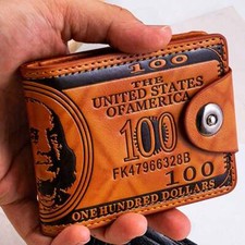 Men s US Dollar Print Wallet Foldable PU Leather Card Holder Bifold Money Purse