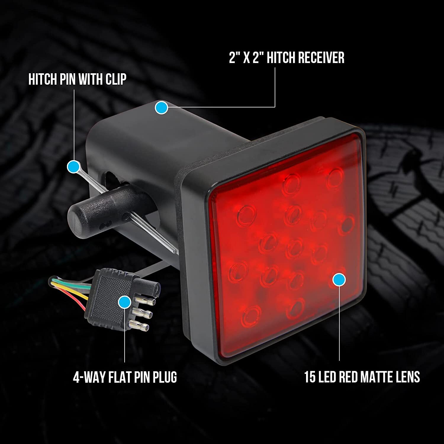 For Ram 1500 2500 Hitch Lights 15 LED Trailer Brake Tail Light 2" Receiver Cover eBay