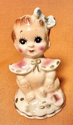Kitsch Baby Vintage 1950s Kitsch Baby Girl With Ribbon Figurine Princess On Cushion ...