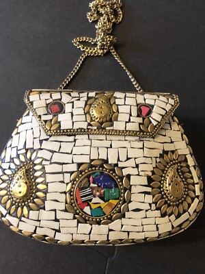Mosaic Handmade Clutch Purse,  Crossbody, Metal, Broken Tile Mosaic Stoneart