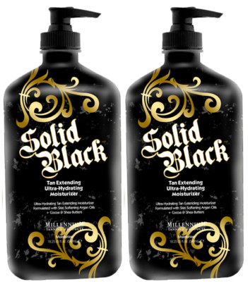 LOT OF 2 Millennium Tanning SOLID BLACK TAN EXTENDING MOISTURIZER - 18.25 Oz
